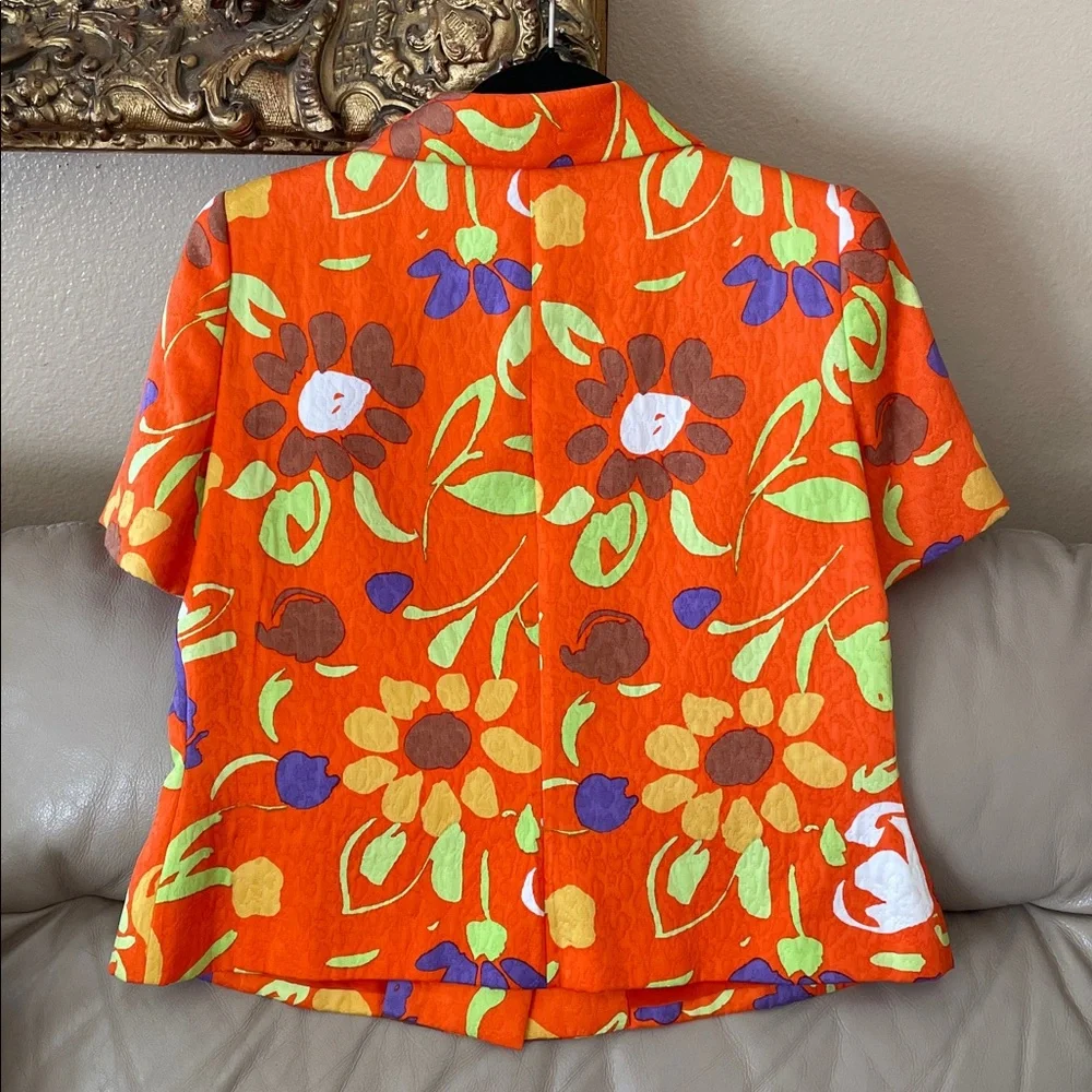 NWT.$3200 Oscar De La Renta Saks Fifth Avenue Orange Purple Floral Jacket Sz.8 - Picture 8 of 11